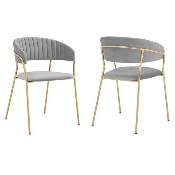 Armen Living Armen Living LCNRSIGLGRY Nara Modern Leg Dining Room Chairs; Gray Velvet & Gold Metal - Set of 2 LCNRSIGLGRY